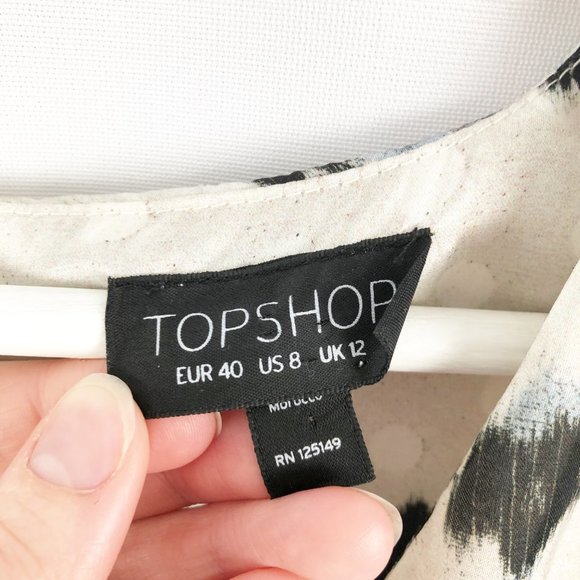 Topshop Floral Polka Dot Tea Dress Puff Ruched Sleeves V-Neck Slip Corset Summer - Picture 5 of 9